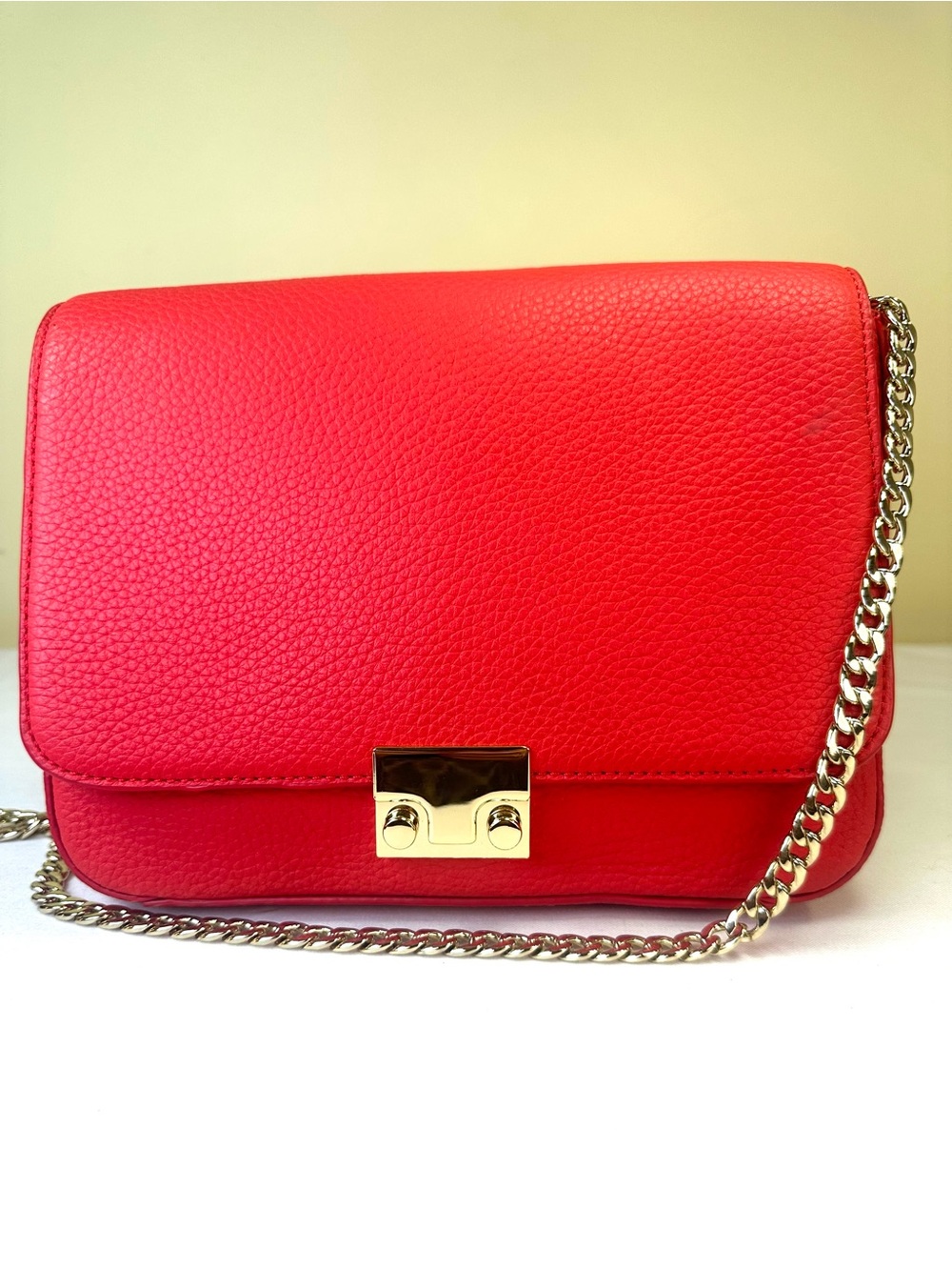 Loeffler Randall Red Leather Crossbody Gold tone Hardware